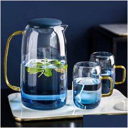 Bar Tools Bar Tools Water Jug Glass Pitcher Home Use Kettle Tea Pot With Handle For Boiling Cold Drink Ware 230505 Drop Delivery Home Dhcn4