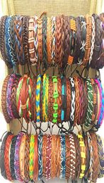 Whole Bulk Lots 50pcsLots Reteo Mix Styles Leather Cuff Bracelets For Men Women Wrist Jewelry4122047