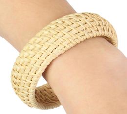 Tennis Fashion Straw Weave Rattan Bracelet Simple Big Round Vine Braid Bracelets Bangles For Women Wristband Wrap Jewelry7182561