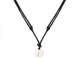 Poputton Fashion Women Natural Sea Shell Necklace Adjustable Black Rope Bohemian Choker Necklace Boho Summer Beach Jewelry3727871