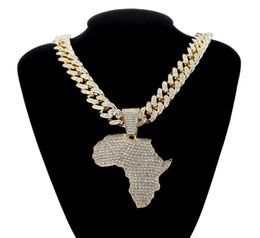 Pendant Necklaces Fashion Crystal Africa Map Necklace For Women Men039s Hip Hop Accessories Jewellery Choker Cuban Link Chain Gif8242423