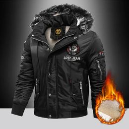 Men s Jackets Thick Warm Autumn Winter Parka Men Fleece Hooded Jacket Embroidery Bomber Mens Velvet Casual Coat 231212