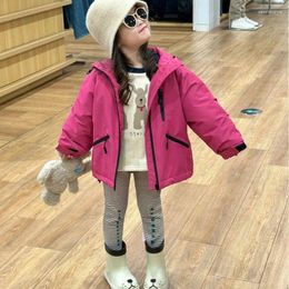 Down Coat 2023 Winter Children Wear Korean Edition Girl Printed Hooded Cotton Jacket Boy Cloth For Girls