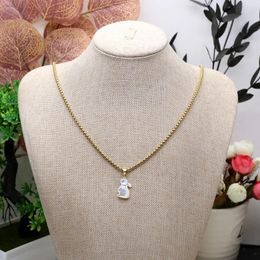Pendant Necklaces 1pc Natural Shell Rabbits Shape Necklace Charming Women Girls Jewellery Accessory Daily Cute Gifts 8x10mm Metal Chain 60cm