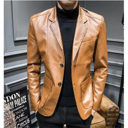 Men's Jackets Fashion Mens Pu Leather Jackets Kpop Style Autumn Jacket Biker Faux Leather Coats Wine red Black Overcoats Coats Plus Size S-5XL 231213