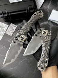 High Quality High End MBB T1 Strong Tactical Folding Knife Z-wear Titanium Coating Stone Wash Blade CNC TC4 Titanium Alloy Handle Large Survival Folder Knives