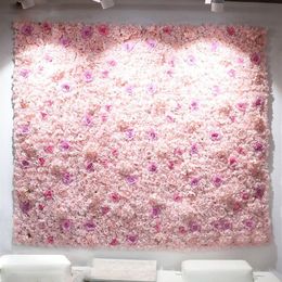 40x60cm Artificial Flower Panels Wedding Decoration Backdrop Champagne Silk Rose Fake Flowers Hydrangea Wall 24pcs296E