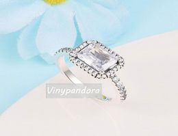 925 Sterling Silver Rectangular Sparkling Halo Ring Fit P Jewellery Engagement Wedding Lovers Fashion Ring For Women1333657