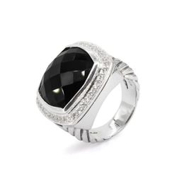 Brand Women's Rings 925 Sterling Silver 17MM Blue Topaz Black Onyx Turquoise Smoky Quartz Amethyst Ring for Women259k