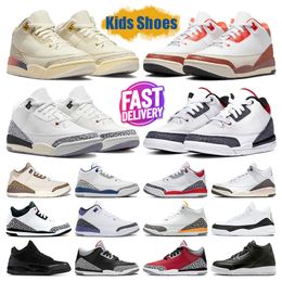 Kids 3 Basketball Shoes Toddler Jumpman 3s Preschool Fire Red Dark Iris Black Cement Laser Orange Racer Blue Child Youth Outdoor Shoes Boy Girl Sneakers for Children