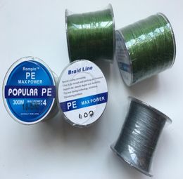 300M PE Braided Fishing Line 4 stands Japan Multifilament 4 Super Strong Carp Colourful Braid Fishing Line grey army green color9313962