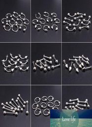 Whole 100pcs Lot Silver Body Piercing Stainless Steel Eyebrow Lip Nose Jewellery Belly Tongue Tragus Labret Bar Rings CJ1911169107448