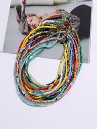 Beaded Necklaces Bohemian Jewelry Handmade Fashion Pendants Colorful Rice Beads Female 18 Colors 40cm7cm 50pcslot4061304