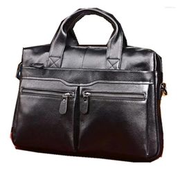 Briefcases Men's Bag Genuine Leather Shoulder Messenger Business Briefcase Top Layer Handbag Casual Retro Tote