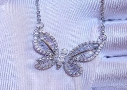 Cute Rhinestone Butterfly Pendant Necklace Women Bling Bling Zircon Chain Necklace Wedding Bridal Jewellery Fashion Accessories8865146