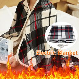 Electric Blanket Electric Blanket Portable USB Electric Heated Blanket Shawl Adjust Flannel Throw Blanket Winter Heats Up Quickly Heated Cape Pad 231212