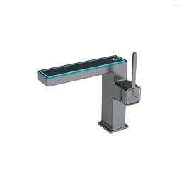 Bathroom Sink Faucets 35MM Intelligent LED Digital Display Side Opening Basin Faucet And Cold Dual Control Household