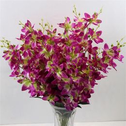 10Pcs Fake Cattleya 7 stems Bunch 23 62 Length Simulation Orchids for DIY Bridal Bouquet Home Decorative Artificial Flower286B