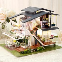 Architecture/DIY House Garden Villa Doll House Mini DIY Kit for Making Room Toys Home Bedroom Decoration with Furniture Wooden Crafts 3D Puzzle Girl 231212