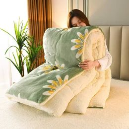 Blankets Daisy Super Thick Warm Autumn Winter for Beds Lambswool Thicken Warmth Blanket Soft Fluffy Weighted Comforter 231213