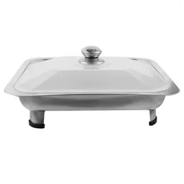 Dinnerware Sets Stainless Steel Tray Combined Cover Buffet Canteen Entertaining Dishes Rectangular Serving Plate Pan Classic Dinner