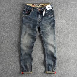 Men's Jeans Retro Trend Motorcycle Feng Shui Wash Old Men Micro Elastic Slim American Youth High Street Pants