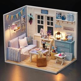 Architecture/DIY House DollHouse Miniature Doll house With Furniture Kit Wooden House Miniaturas Toys For Children Year Christmas Gift 231212