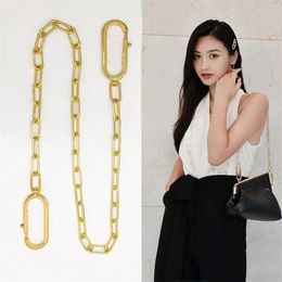 Handbag Accessories Gold-colored Metal Shoulder Strap You Chain Mesh Double Clip Women Underarm Bag Crossbody Chain282t