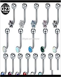 1Pc Titanium Christina Vertical Hood Flower Lip Rings Opal Sexyy Vagina Genital Piercing Vch Eyebrow Piercings Jewelry Hdxkb A2Vfx1552020