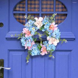 Decorative Flowers Eye-catching Wreath Vibrant Hydrangea For Door Wall Decoration Fake Flower With Detail Home Wedding Farmhouse Decor