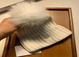 White Wool Beanie Knit Hat with Pompom Fur Women Fashion AccessoriesSkull Caps Sport Hats Winter Ski Cap Hats8139173