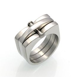 TOU TOSO Jewelry Stainless Rings Original wide band hollow Geometric D shaped fasion women screw ring Full size 6 7 8 9 10 11 12202t