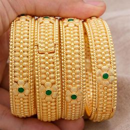 Bangle 4Pcs set 24K Dubai Gold Color Bangles For Women Girl Ethiopia Africa Saudi Arabia Wedding Bangles&Bracelets Jewelry Party G2923