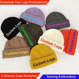 Hats Scarves Sets Custom Beanie Men s Cap Your Embroidered Design for Woman Winter Warm Skull Balaclava DIY Team Elastic Knit 231213