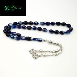 Blue Luminous Tasbih Muslim resin Rosary Everything is new misbaha Eid Ramadan Gift islamic masbaha 33 prayer beads bracelet Y20078957937