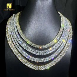 Factory Wholesale Price 18k White Gold Plated 316l Stainless Steel Tennis Chains 3mm 4mm 5mm 6mm Handmade Tennis Necklace