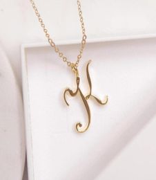 Mom love Cursive Name K English Alphabet gold silver Family friend Letters Sign Word Chain Necklaces Tiny Initial Letter pendant 5436178