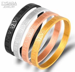 Bangle FYSARA Men Women Stainless Steel Rose Gold Color Couple Bracelet Roman Numeral Lover Wedding Jewelry Gift4858110