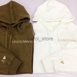 Men's Hoodies Sweatshirts Custom Embroidered Couple Hoodie Personalized Roman Numeral Date Hoodie Date Initial Hoodies Anniversary Gift Engagements Gift J231213