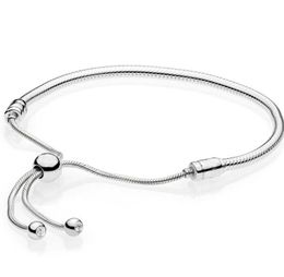 925 Sterling Silver Bracelet Moments Sliding Clasp Adjust Pan Bracelet Bangle Fit Women Bead Charm Diy Europe Jewellery CX2006232401534