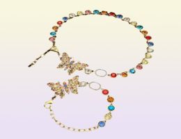 Butterfly Designer Choker Necklace Stainless Steel Bracelets 18K Gold Plated Punk Womens Crystal Cuban Gold Chain Hip Hop Pendant 9024057