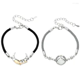 Link Bracelets Shell Sun Whale Moon Bracelet For Men Women Jewelry High-end Zircon Rope Unisex Lover Anniversary Gift XXFB
