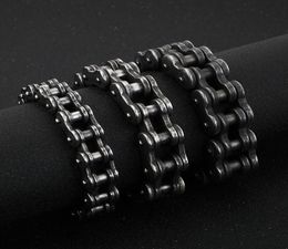 18mm 22mm Large Heavy Men039s Black Biker Motorcycle Chain Bracelet Punk Hiphop Cool Brush Black 316L Stainless Steel Bicycle B3810751