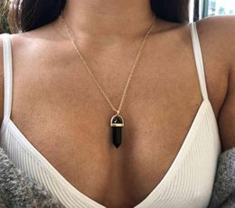 5PC Hexagon Pendant Necklace For Women Pink Crystal Necklaces Quartz Cheap Jewelry Whole Y2206131919873