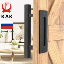 Door Locks KAK 12 inches Sliding Barn Handle Pull Cabinet Flush Hardware Set Wood Interior Furniture 231212