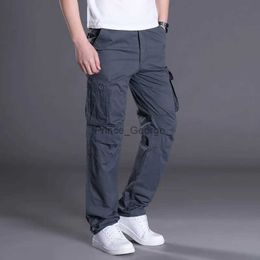 Men's Pants Men's Spring Outwear Cargo Pants Multi Pocket Casual Cotton Straight Slacks Overalls Zipper Military Long TrousersL2402