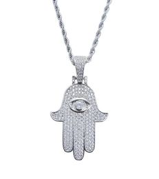 FashionHamsa hand pendant necklaces for men women Hand of Fatima diamonds necklace Judea Arab Religious Protector Jewellery real go1231098