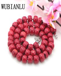 WUBIANLU Fashion 1012mm Natural Red Sea Coral Bead Necklace Chokers Necklaces For Womens Costume Jewelry Charming8871386