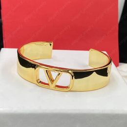 Have stamps 18k gold Cuff Bangles High quality designer bracelet women's gift Jewellery
