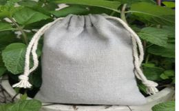 Silver Grey Linen Gift Bag 8x10cm 9x12cm 10x15cm 13x17cm 15x20cm pack of 50 Party Candy Sack Makeup Jewellery Jute Packaging Pouches1585159